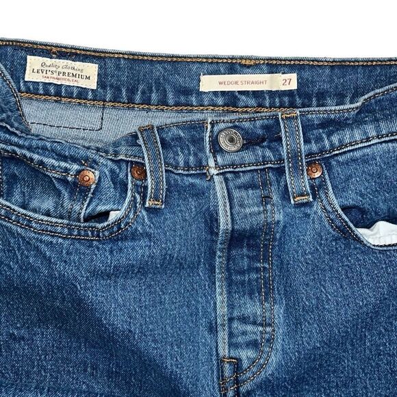 Levi’s Premium Denim Wedgie Straight Button Fly Jeans Medium Wash sz 27 L26 - Picture 4 of 8